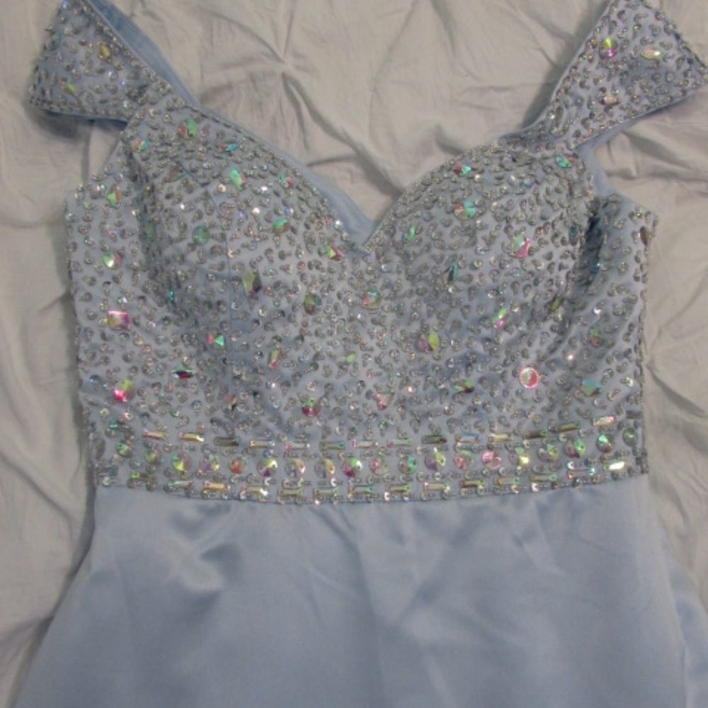 Light Blue Satin Mermaid Prom Gown Size 14